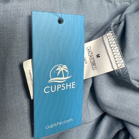 Cupshe Ruffled Tie Neck Mini Dress – Light Blue – NWT - Picture 7 of 8